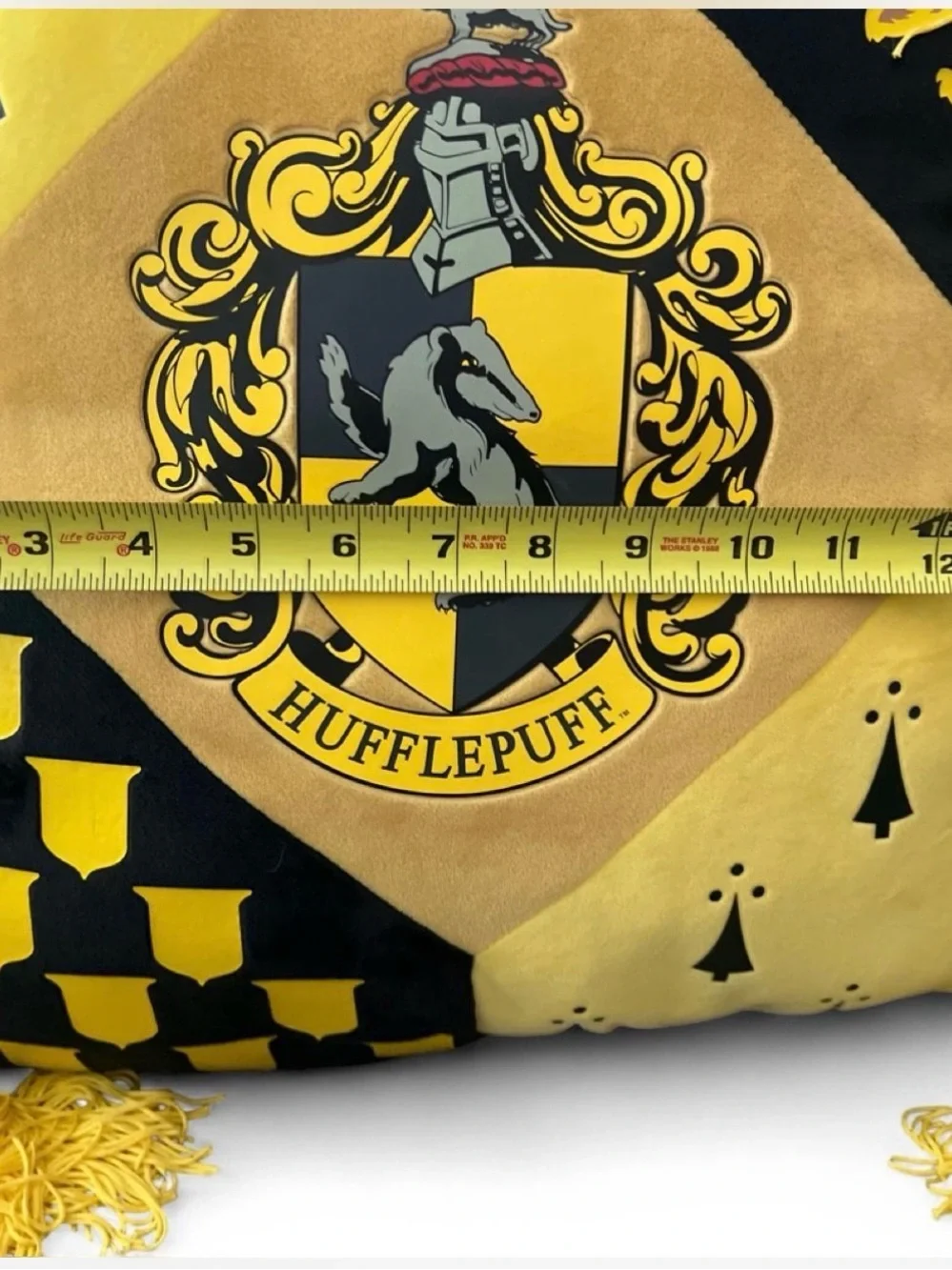Hufflepuff Crest Decorative Throw Pillow in Yellow and Black